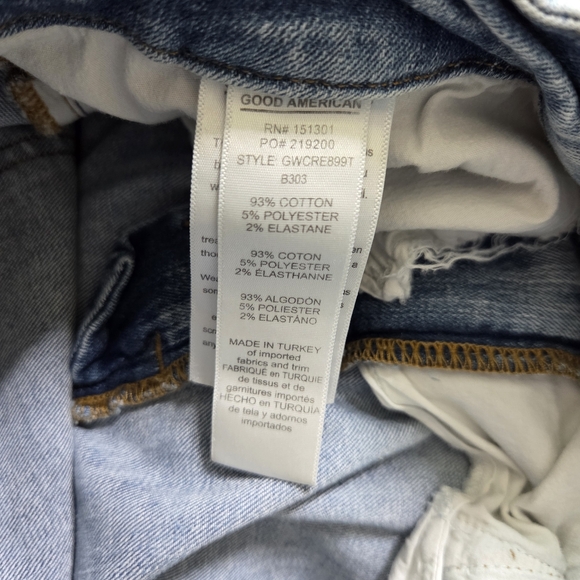 Good American Good Waist Crop Distressed Light Wash Cropped Jeans Frayed 18 - Picture 16 of 16